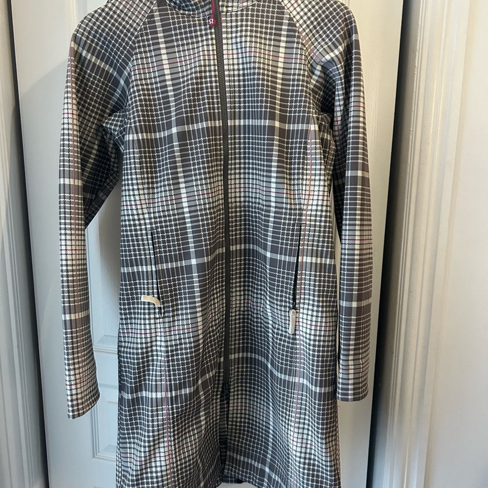 Lululemon Athletica Black and White Checkered Raincoat